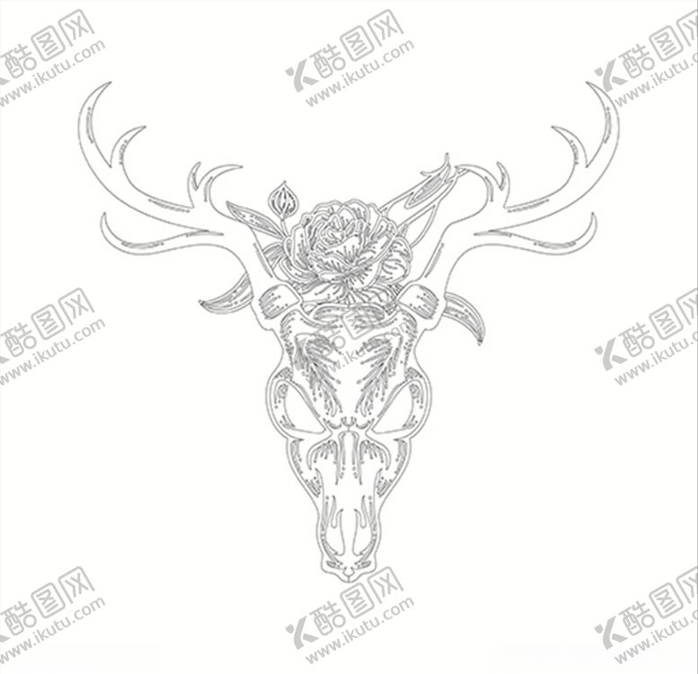 编号：91080509280120462667【酷图网】源文件下载-梅花鹿鹿头鹿角服装数码印花图案