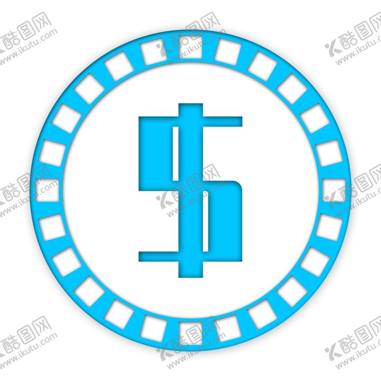 编号：69089009300259127506【酷图网】源文件下载-蓝白色方块边纹镂空金币