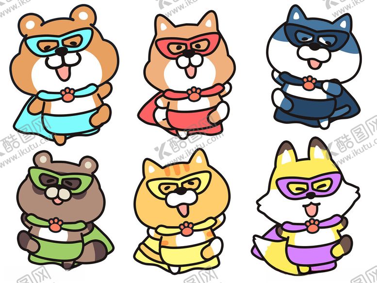 编号：78739406191356497191【酷图网】源文件下载-可爱动物超级英雄形象