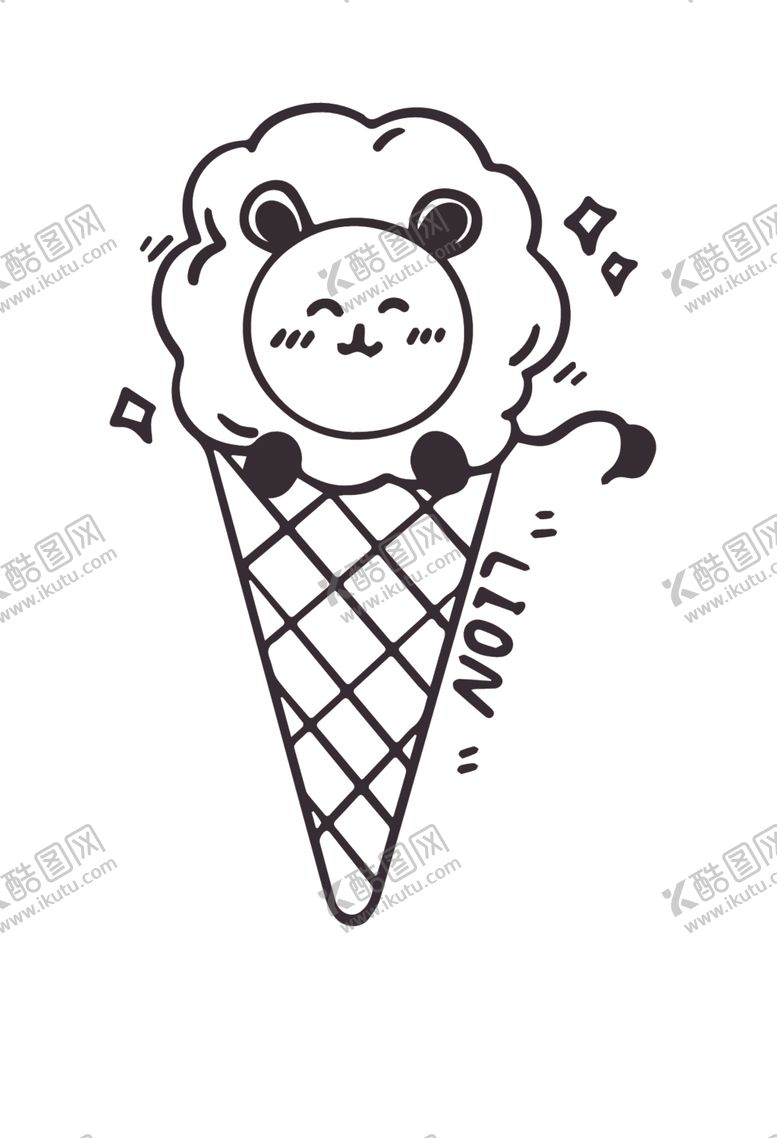编号：35624101151435504985【酷图网】源文件下载-卡通甜筒猫印花图案设计
