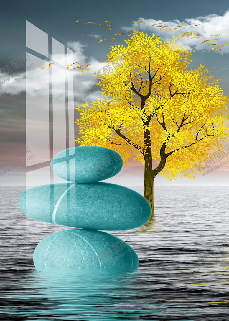 编号：84522709241524241174【酷图网】源文件下载-新中式山水新中式山水画