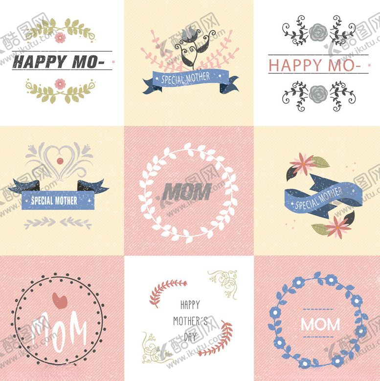 编号：90155504072025041072【酷图网】源文件下载-母亲节装饰图案设计素材