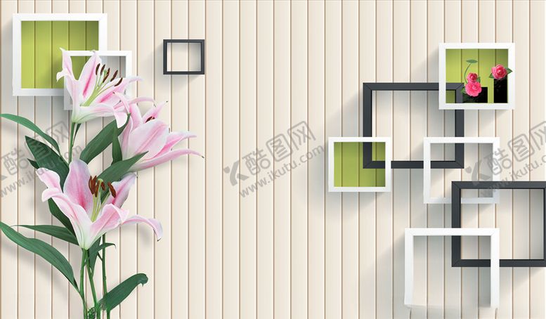 编号：49324805080743277058【酷图网】源文件下载-百合花简约背景墙