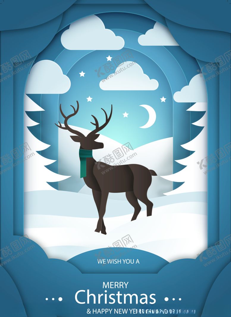 编号：61264109202102195016【酷图网】源文件下载-麋鹿圣诞海报