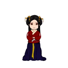 古代女子花复素材风美黄花