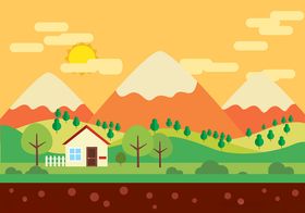 山间小屋的田园风光