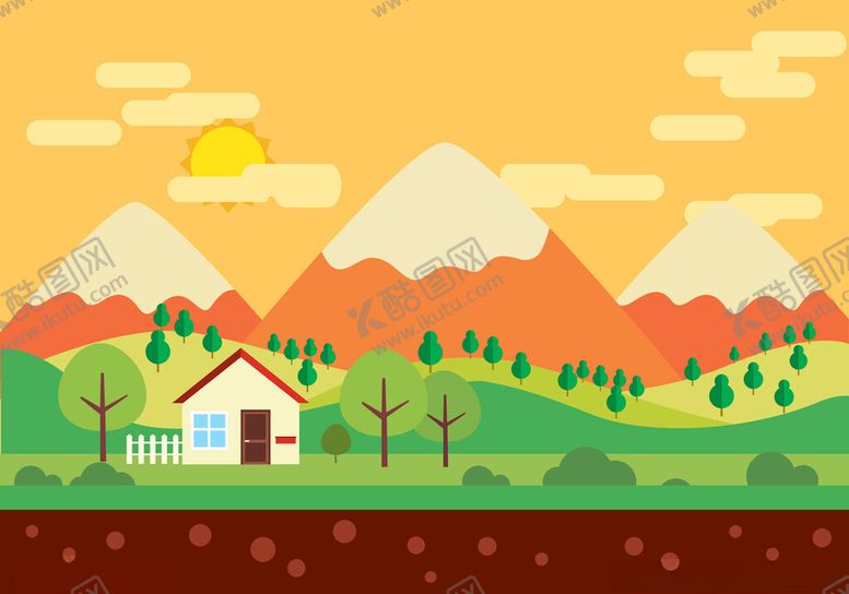 编号：76064512182238332299【酷图网】源文件下载-山间小屋的田园风光