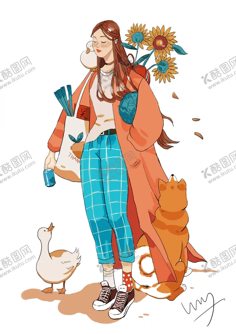 编号：10674209200650422565【酷图网】源文件下载-女孩和狗