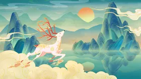 国潮插画中文化展板中风中风海报