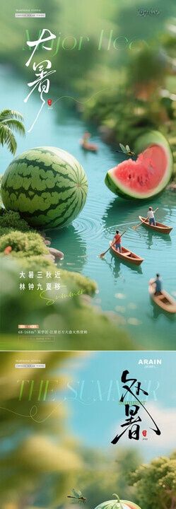 大暑处暑微缩场景海报