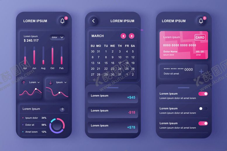 编号：82931811142307084721【酷图网】源文件下载-三款手机界面设计展示