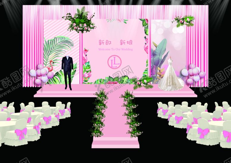 编号：58949309161506185496【酷图网】源文件下载-火烈鸟婚庆背景