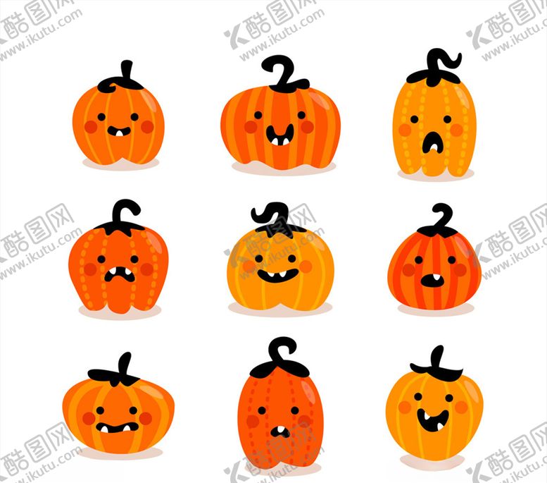 编号：43803709270632477391【酷图网】源文件下载-9款可爱豁牙南瓜头