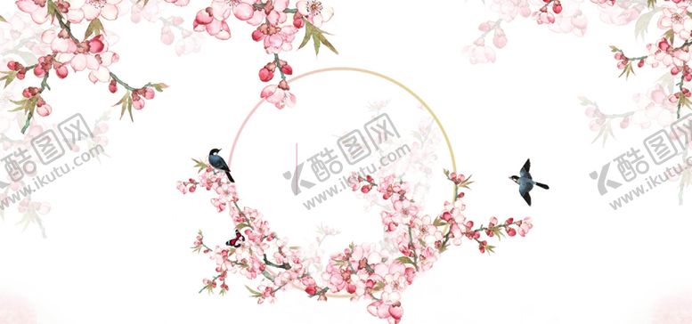 编号：91057209162227270637【酷图网】源文件下载-粉色小清新手绘桃花背景