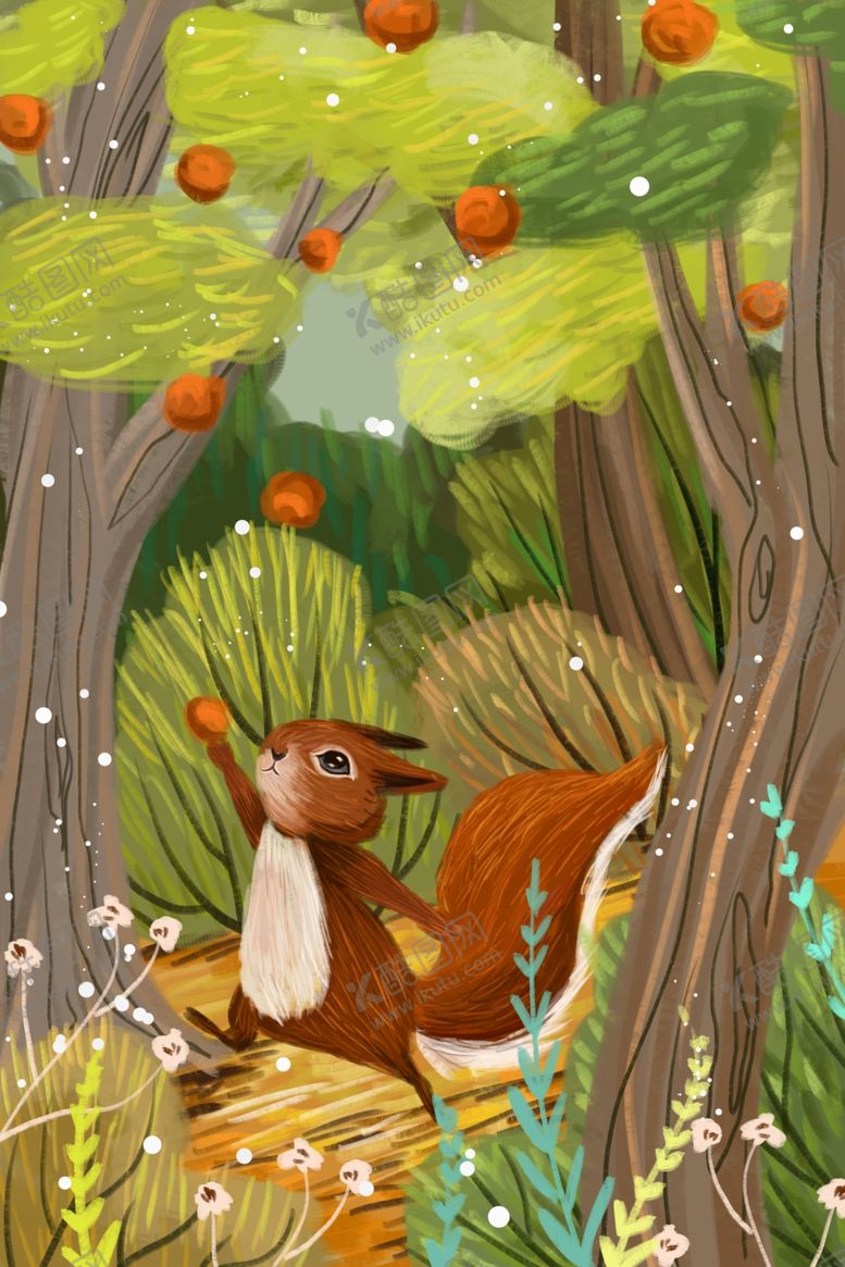 编号：42682209171837046688【酷图网】源文件下载-手绘复古动物画松鼠