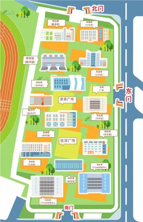 校园建筑布局地图广告展板