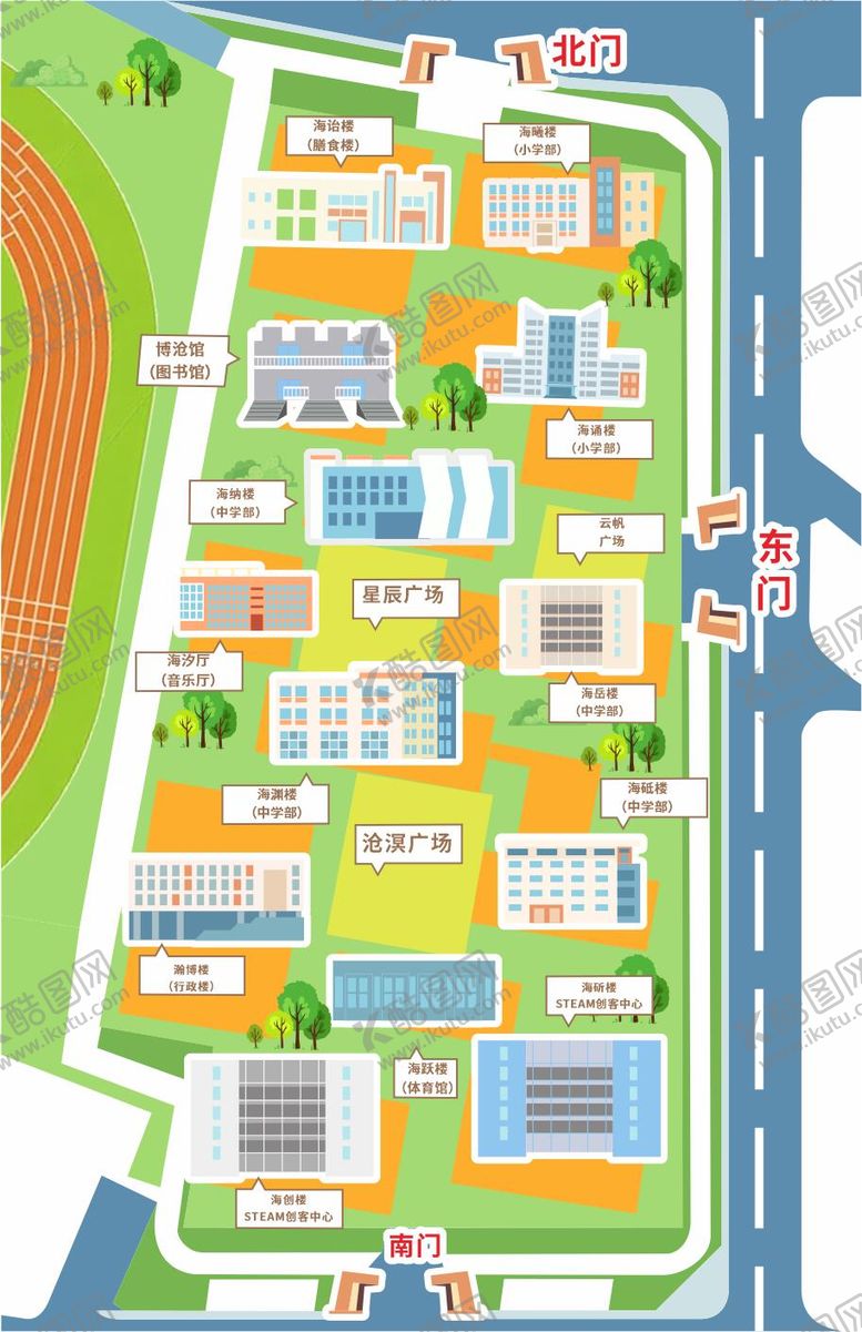 编号：96871511261555244551【酷图网】源文件下载-校园建筑布局地图广告展板