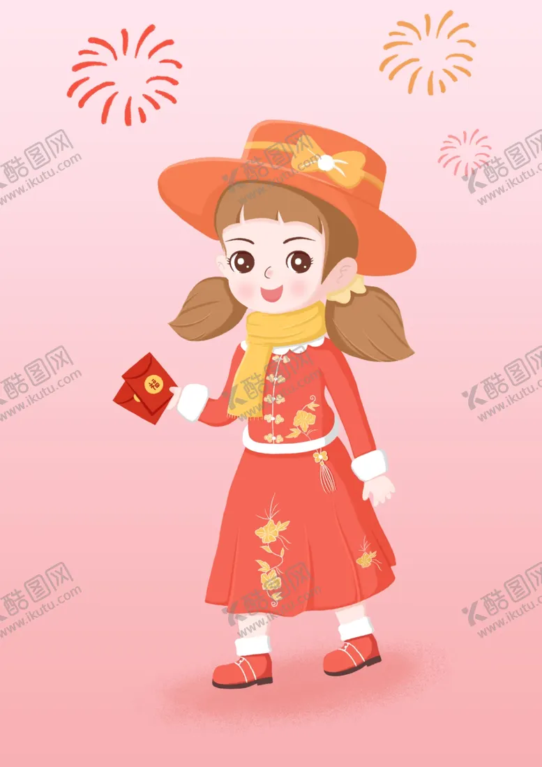 编号：67047810230246214705【酷图网】源文件下载-新年小女孩