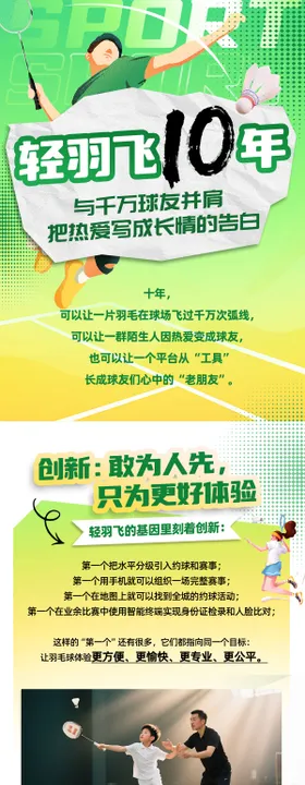 羽毛球俱乐部周年庆长图专题设计