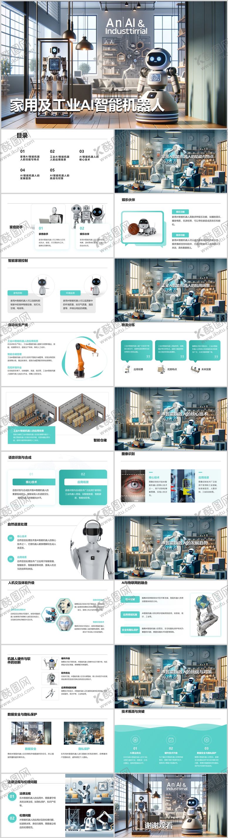 编号：97502211111834003419【酷图网】源文件下载-家用及工业AI智能机器人PPT