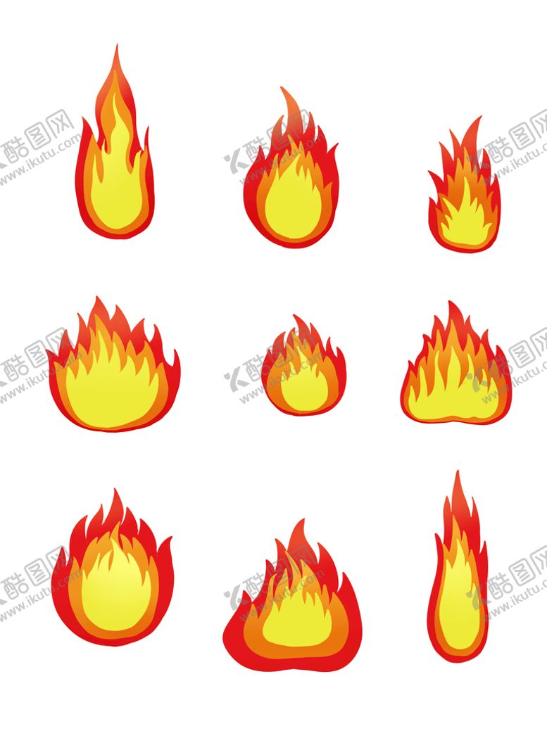 编号：64918509220003376175【酷图网】源文件下载-通用节日红色卡通手绘火