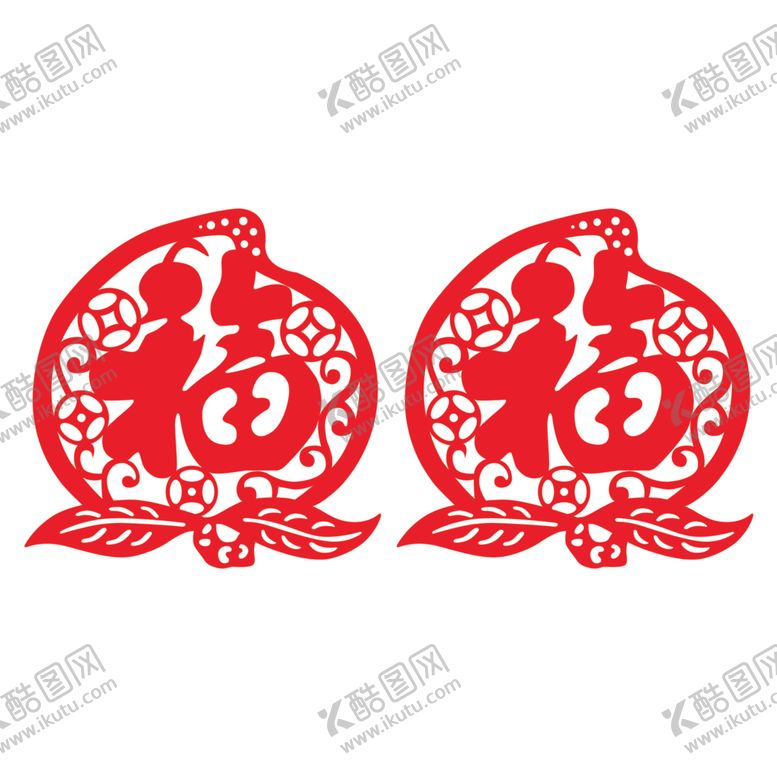 编号：68433501131803584636【酷图网】源文件下载-中华传统艺术剪纸寿桃福桃