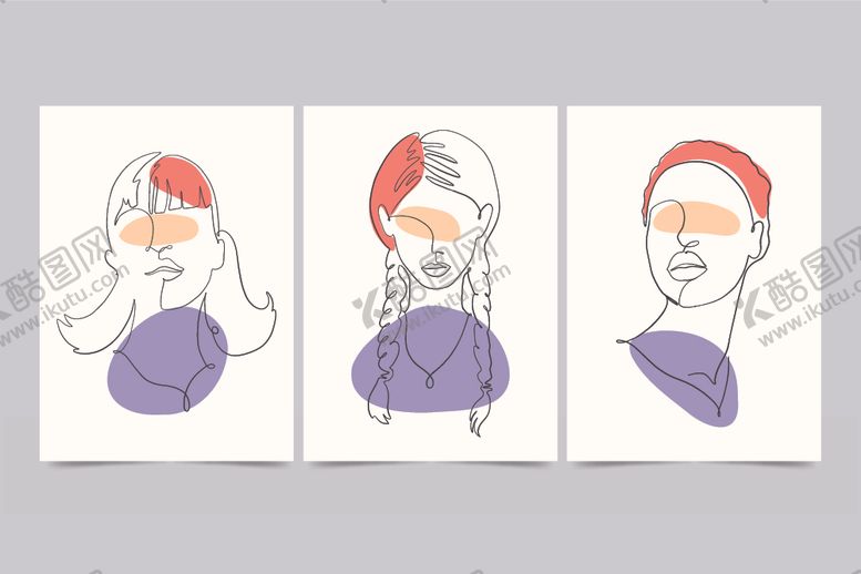 编号：92597609211745588111【酷图网】源文件下载-三联抽象人物艺术画作