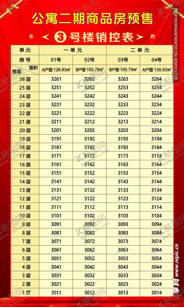 编号：40466302201647143698【酷图网】源文件下载-销控表
