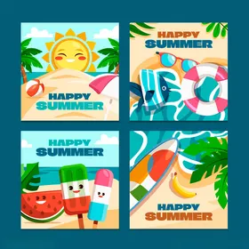 夏日沙滩插画