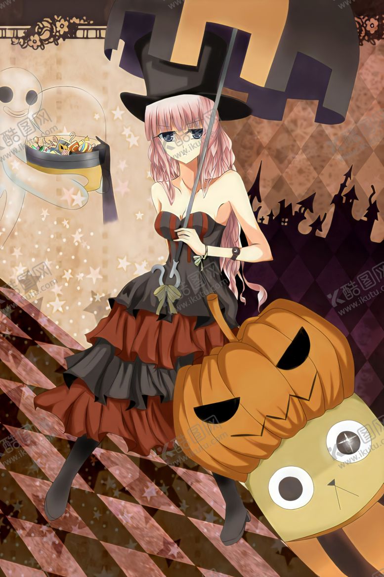 编号：31192909180457422739【酷图网】源文件下载-女孩提着南瓜