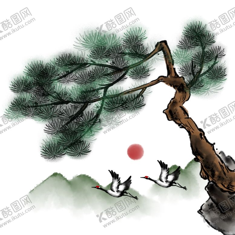 编号：96907209292311228807【酷图网】源文件下载-水墨松树