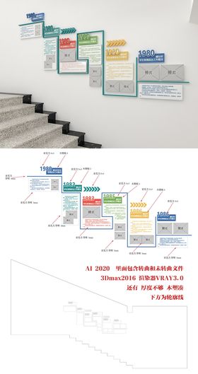 楼梯简约展墙3D模型