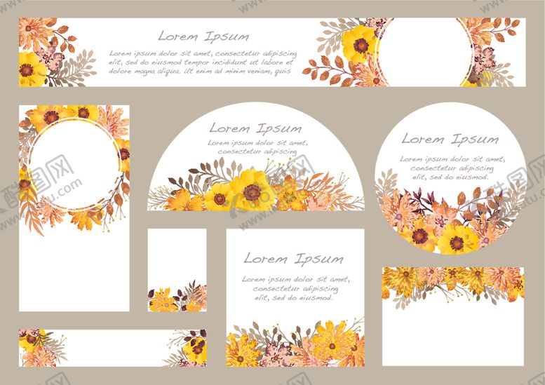 编号：58026309120610058595【酷图网】源文件下载-淡彩植物花卉卡片