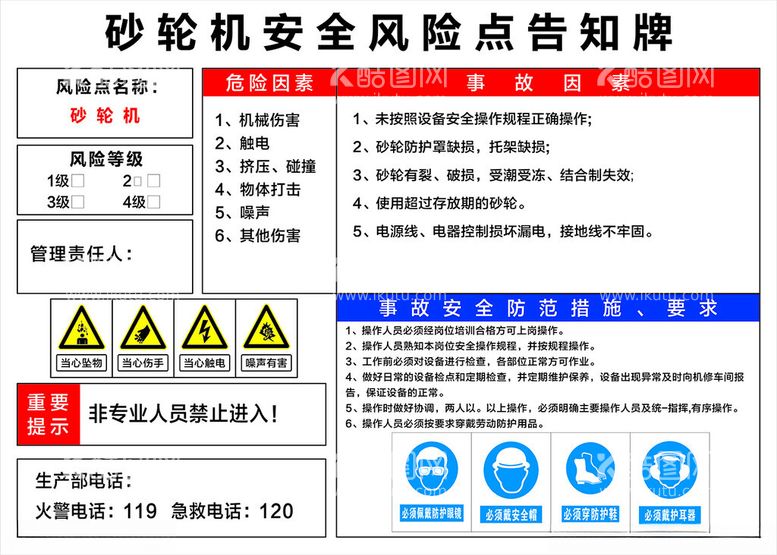 编号：25523712080913408085【酷图网】源文件下载-砂轮机安全风险点告知牌