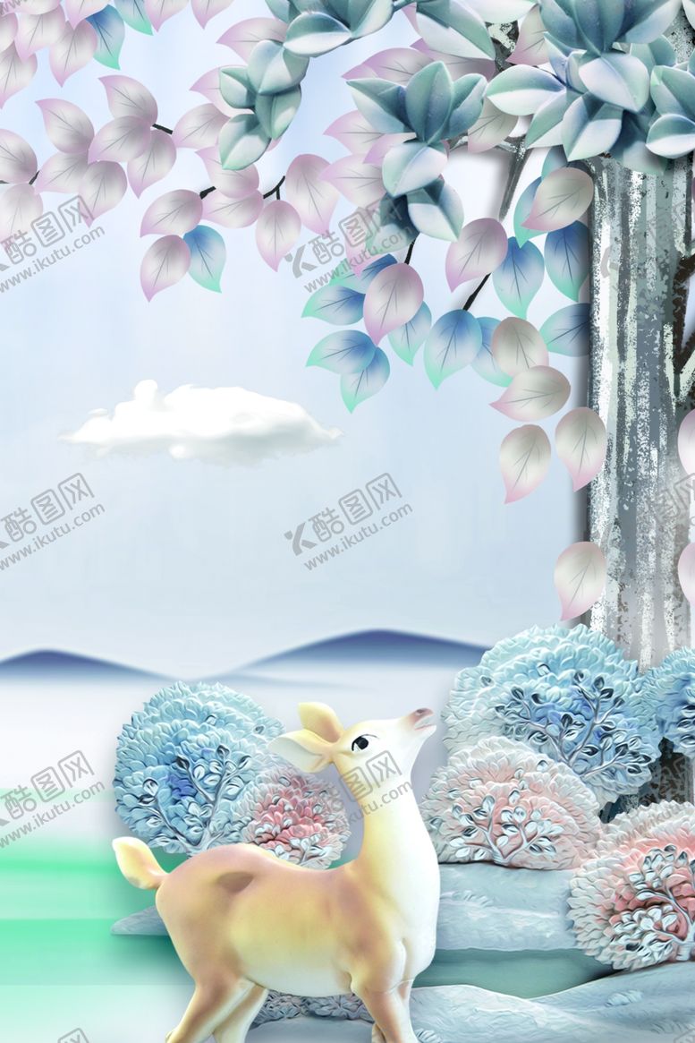 编号：99526601252244184195【酷图网】源文件下载-北欧麋鹿玉雕玄关
