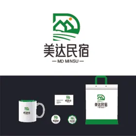 美达民宿logo设计应用