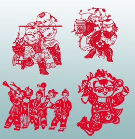 传统人物剪纸素材