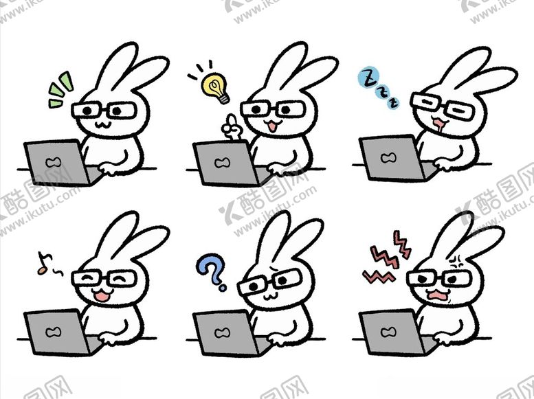 编号：39795906300453046277【酷图网】源文件下载-可爱兔子卡通贴纸集合图片