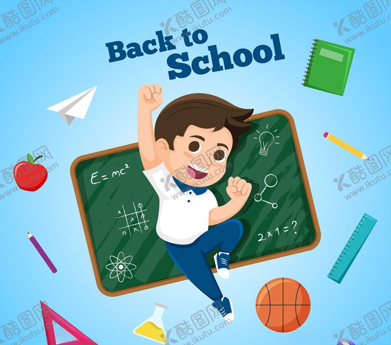 编号：16167610042037238508【酷图网】源文件下载-创意返校跳跃男孩矢量素材