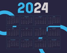 2024炫彩日历模板素材