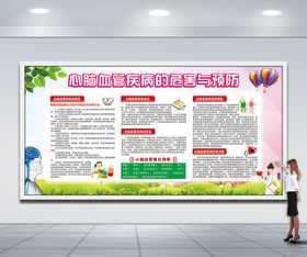 医院海报心脑血管疾病蓝色