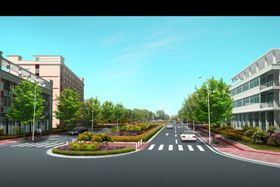 道路绿化林安街景观效果图