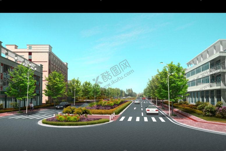 编号：88520110172227139434【酷图网】源文件下载-道路绿化林安街景观效果图