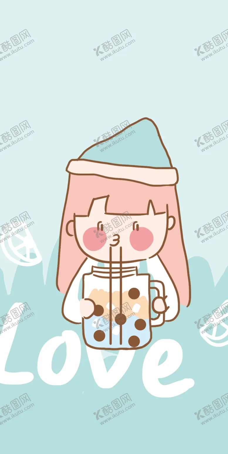 编号：50739206290840557117【酷图网】源文件下载-卡通女孩喝奶茶