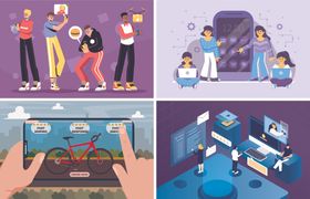 社交与娱乐插画