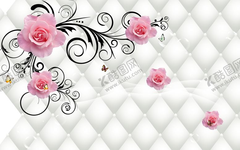 编号：17585210011329393021【酷图网】源文件下载-3D软包花藤背景墙