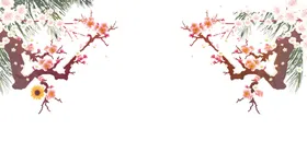 梅花桃花PNG水墨手绘中国风