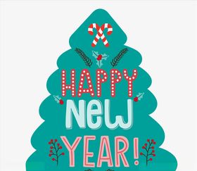 新年快乐卡圣诞树