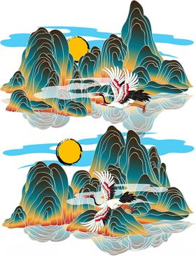 水墨风格山水间舞者画面