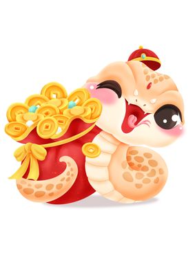 蛇年插画新财神锦鲤IP